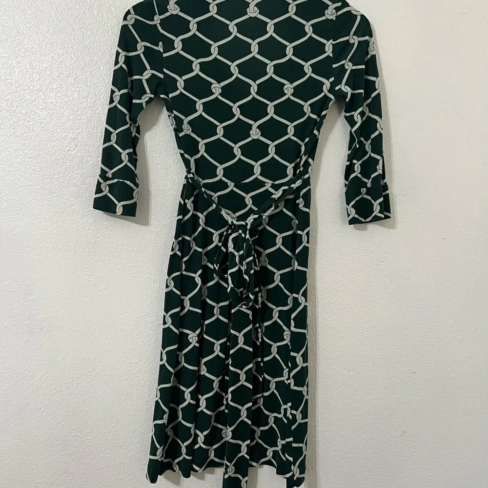 Banana Republic Dark Green Patterned Long Sleeve Dress